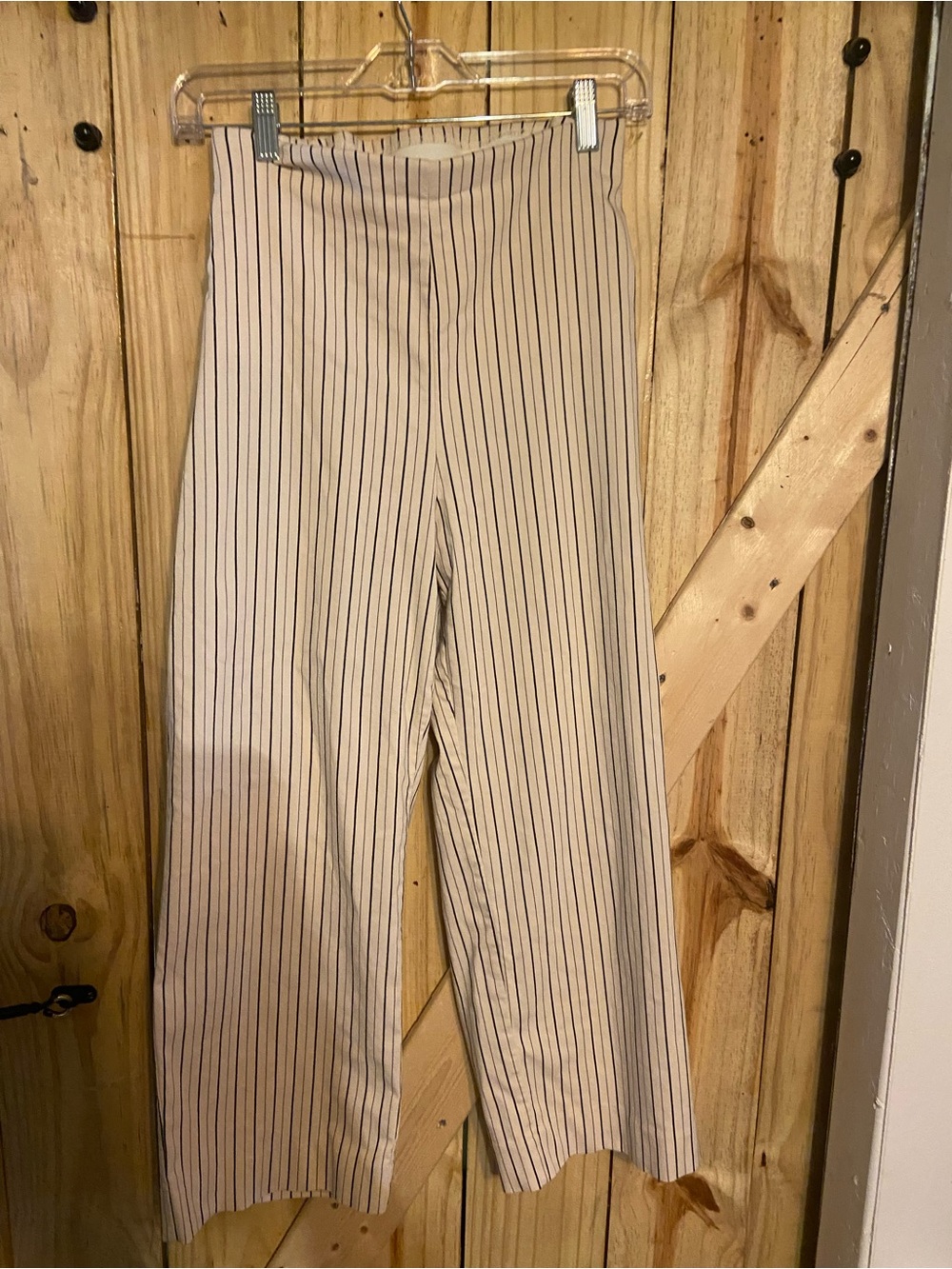 Chico's Cream Wide-Leg Pinstripe Pants